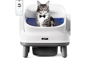 Happypaw Open-Top Self Cleaning Litter Box - Large Capacity Automatic Litter Box for Multiple Cats with Safety Protection, Ap