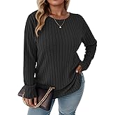 DOLNINE Women's- Plus- Size -Sweatshirts Long Sleeve Crew Neck Casual Fall Tops Lightweight Soft Loose Fit Pullover Shirts