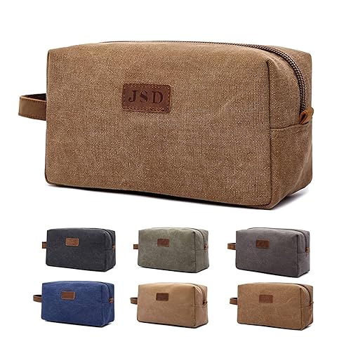 Personalized Toiletry Bag, Custom Laser Engraved Canvas Shaving