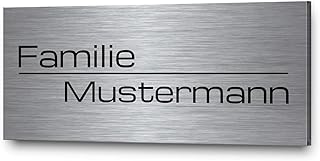 CHRISCK design - Edelstahl Türschild mit Gravur | Namensschilder mit Namen Briefkastenschild selbstklebend o. mit Bohrlöcher in vielen Größen ab 8x3,5 cm eckig mehr als 35 Motive | Klingelschild - Türschilder für die Haustür mit Namen