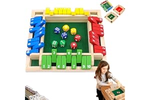 Shut The Box Game 4 Player, 2026 New Wooden Dice Board Game with 8 Dice, 4 Sided Family Math Game for 2-4 Players, Enhancing 