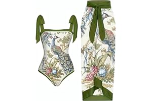 Women's Elegant Two-Piece Swimsuit Set with Vibrant Peacock Design-Colorful Floral Patterns