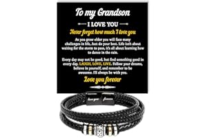 VIRAGIL To My Grandson Leather Bracelet – Meaningful Gift from Grandma or Grandpa, Inspirational Engraved Message Wristband for Birthday, Christmas, Graduation, or Just Because