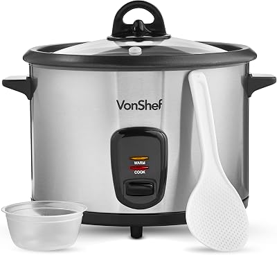 VonShef Rice Cooker 1.8L 700W Keep Warm Non-Stick Pot Measuring Cup