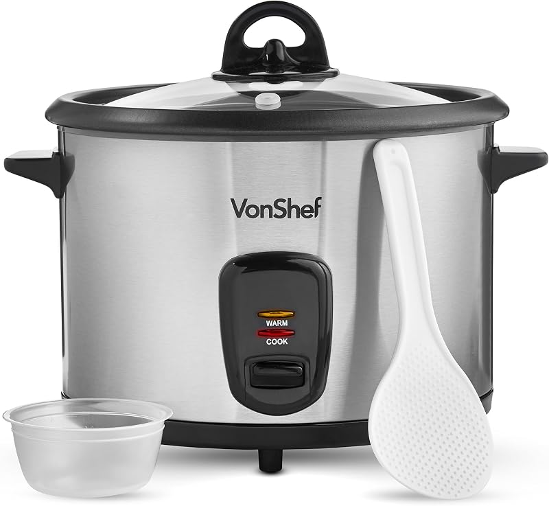 VonShef Rice Cooker 1.8L 700W Keep Warm Non-Stick Pot Measuring Cup