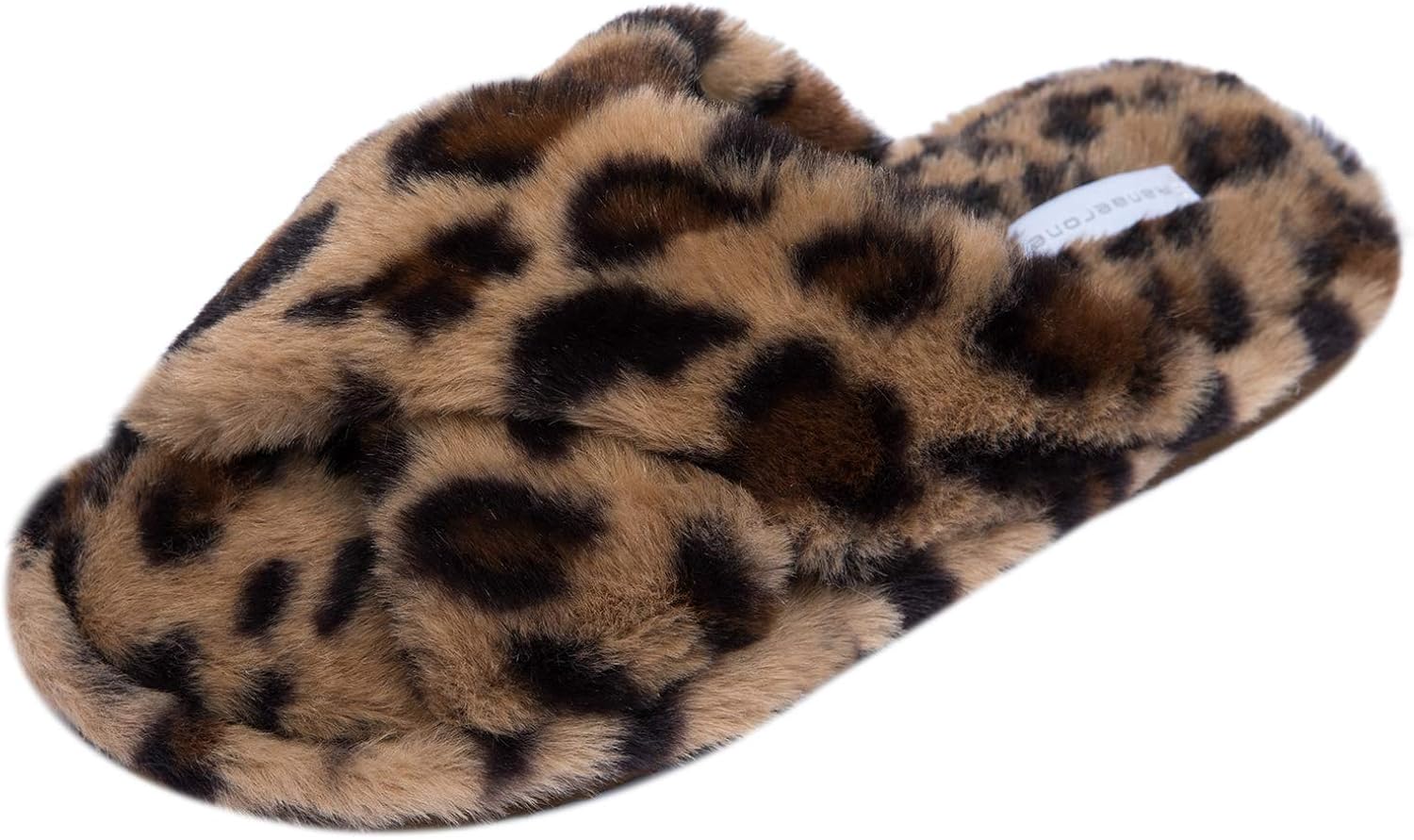 Women's Cross Band Slippers Plush Fleece House Shoes for