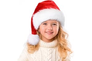 RJVW Christmas Santa Hat for Kids & Baby,Thicken Unisex Velvet Classic Santa Claus Hat for New Year Party