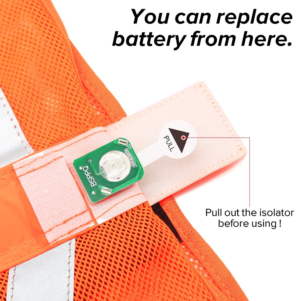 CLAN-X Reflective Running Vest LED Safety Lights Vest, Adjustable Lightweight& Comfortable Mesh Reflective Vest Gear for Running, Cycling, Hiking, Jogging, Motorcycling, Night-working (Orange)