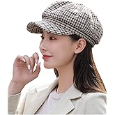 Nanwansu Women's Newsboy Cap Retro Plaid Octagonal Hat Outdoor Sun Hats Casual Cap Painter Hat for Women Paperboy Beret Caps
