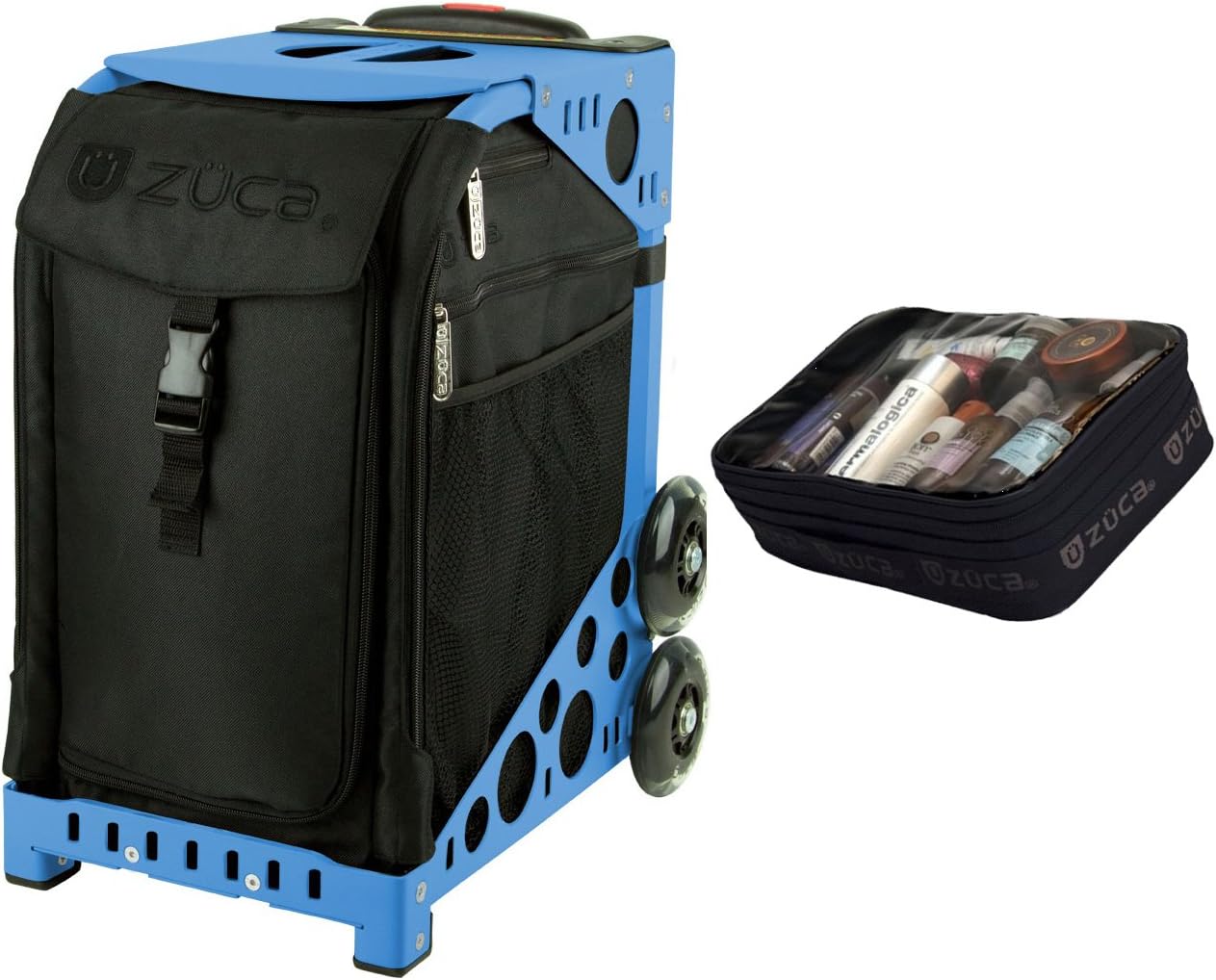 Zuca Stealth Sport Insert Bag (Black, Black embroidery) with Black Non-Flashing-Wheels Sport Frame : Sports & Outdoors