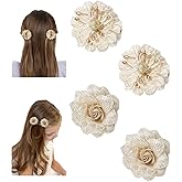 WNYUJOY Baby Girls Floral Hair Bows Clips, 4Pcs Glitter Gold Flower Hair Barrettes Alligator Clips, Hair Accessories for Toddlers Kids Teens