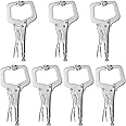 KEILEOHO 7 PCS 11 Inch Locking C Clamp, Metal C Clamps, Heavy-Duty Vise Grip Clamps, Locking Pliers Adjustable Welding Clamp 