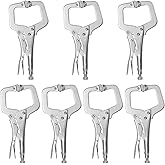 KEILEOHO 7 PCS 11 Inch Locking C Clamp, Metal C Clamps, Heavy-Duty Vise Grip Clamps, Locking Pliers Adjustable Welding Clamp 