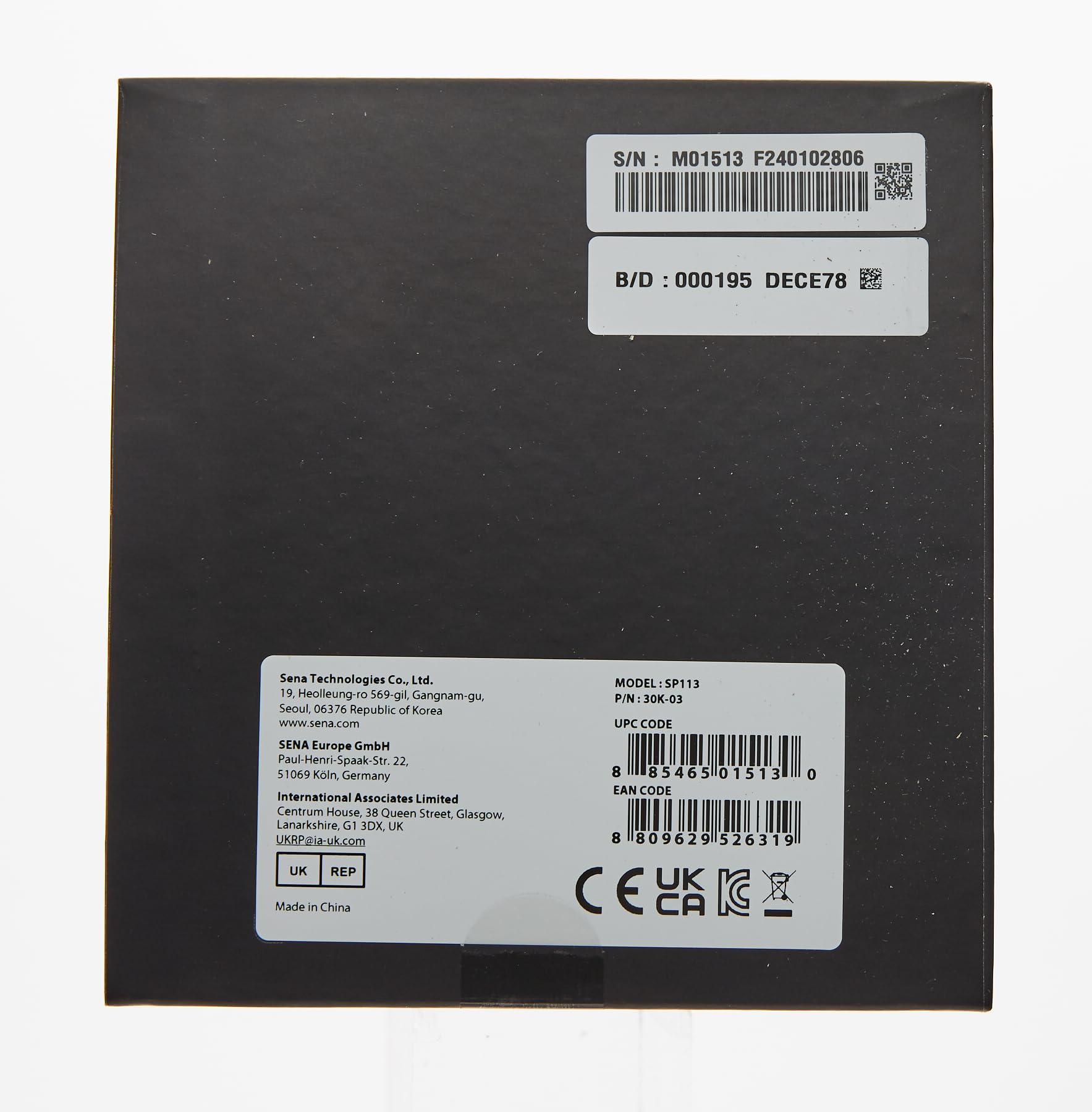 Sena 30K Motorcycle Bluetooth Headset Mesh Communication System, Black, Single Pack with HD Speakers