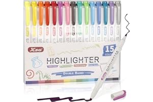 Highlighter Pens Collection Set, Pastel Highlighters,Double Ended Highlighter, Broad and Fine Tips,Warm Assorted Colours,Pack