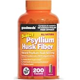 GoodMeds Psyllium Husk Fiber 520mg Capsules Supplement Soluble Dietary Colon Support for Women and Men, Restore Digestive Regularity and Balance (200 Count)
