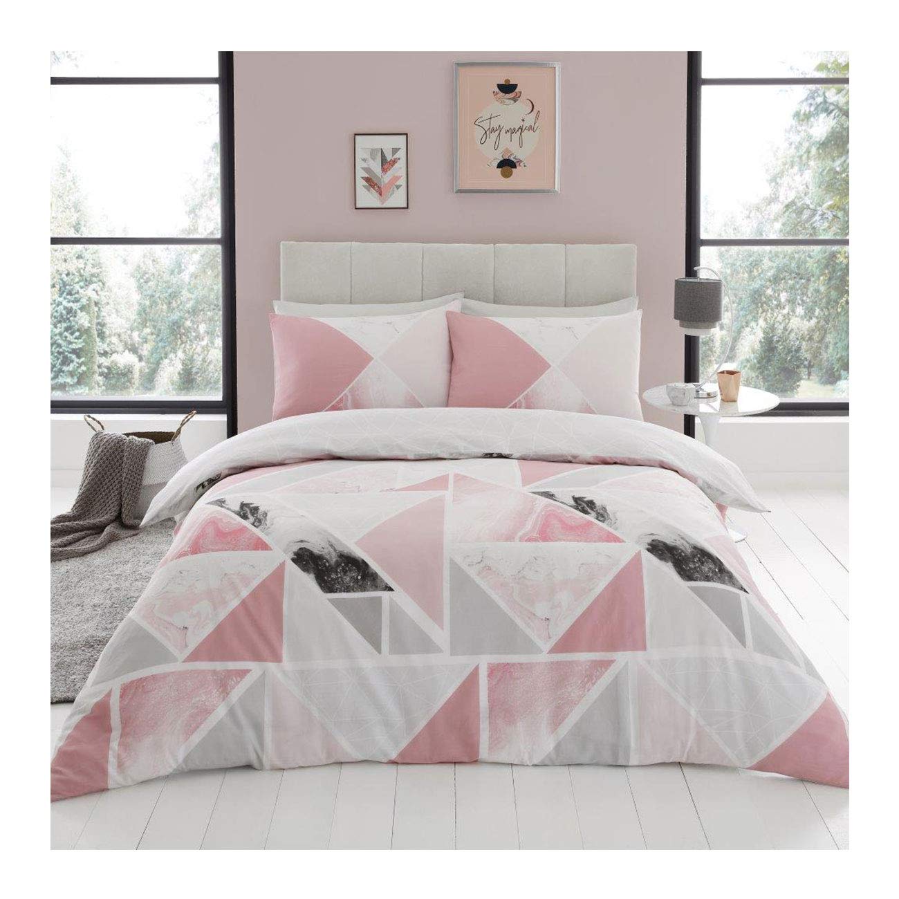 Luxurious Mila Bed Set with Duvet Cover and Pillow Cases, Polyester-Cotton, [ Single - Pink ]