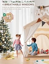 besrey 2-in-1 Kids Play House Tent with Lights Beige 130x90x130cm view 6