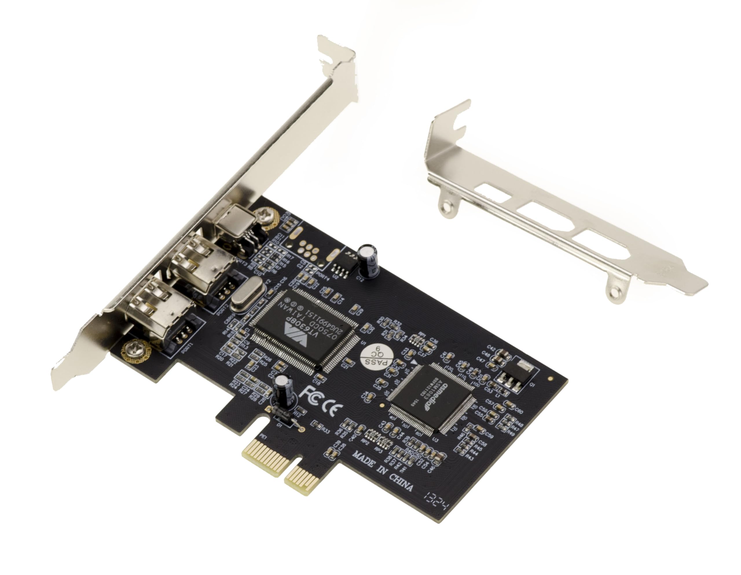 Kalea-Informatique Firewire Pcie Card Installed In Pcie Slot Showing Three Firewire Ports