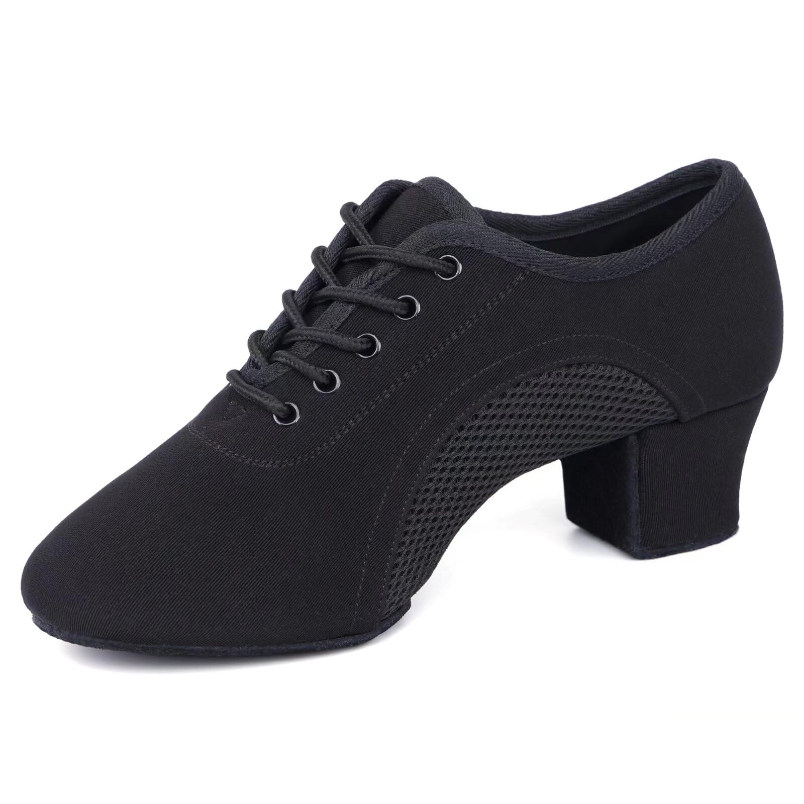 Photo 1 of ARCLIBER Black Latin Dance Shoes for Women Lace-up Split-Sole Professional Practice Salsa Modern Ballroom Dance Shoes Women 7(38)