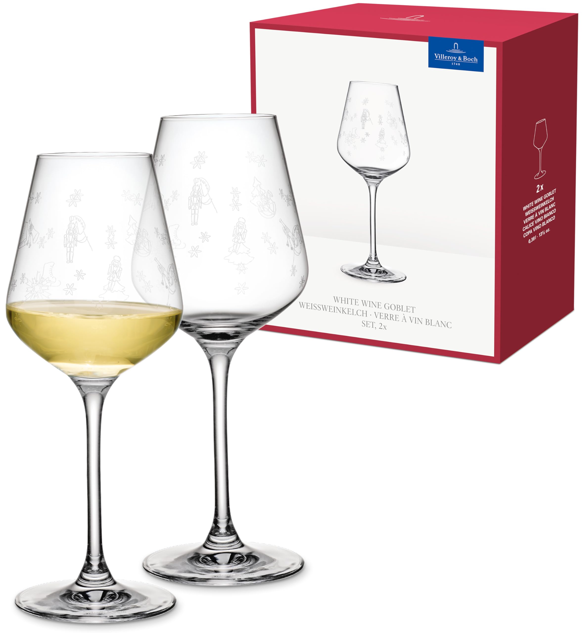 Villeroy & Boch – Toy's Delight White Wine Glass Set with 2 Crystal Glasses, Glass, Transparent, Dishwasher-Safe, Capacity 380 ml — image 1