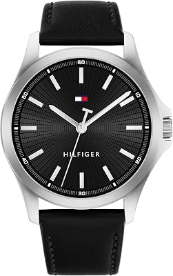 Reloj con Movimiento de Cuarzo de Tres Manecillas para Hombre con Correa de Cuero Negra - 1710668