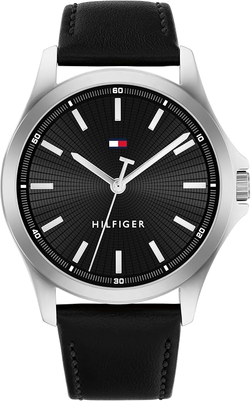 Orologio con Movimento al Quarzo a Tre Lancette da Uomo con Cinturino in Pelle Nero - 1710668, Black