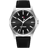 Tommy Hilfiger Men's 3-Hand Quartz Watch – 42mm Case, Leather Strap, 3 ATM Water Resistant, Modern Everyday Timepiece, Gift for Him