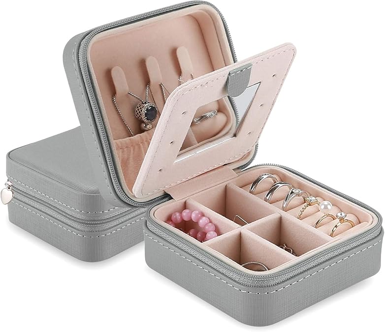 ProCase Small Jewelry Box Organizer, Faux Leather Portable Mini Travel