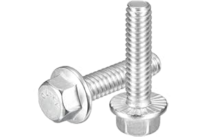 uxcell 25Pcs 1/4-20 x 1 Flanged Hex Head Bolts, 304 Stainless Steel Flange Hexagon Screws, Flange Hex Drive Screws 5.8 Grade 