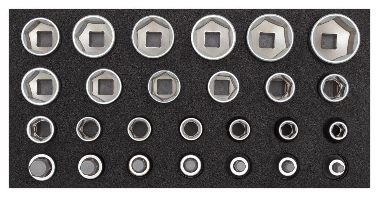 GEDORE Red Socket Spanner Set 1/2 Inch in 1/3 Foam Module, 26 Pieces