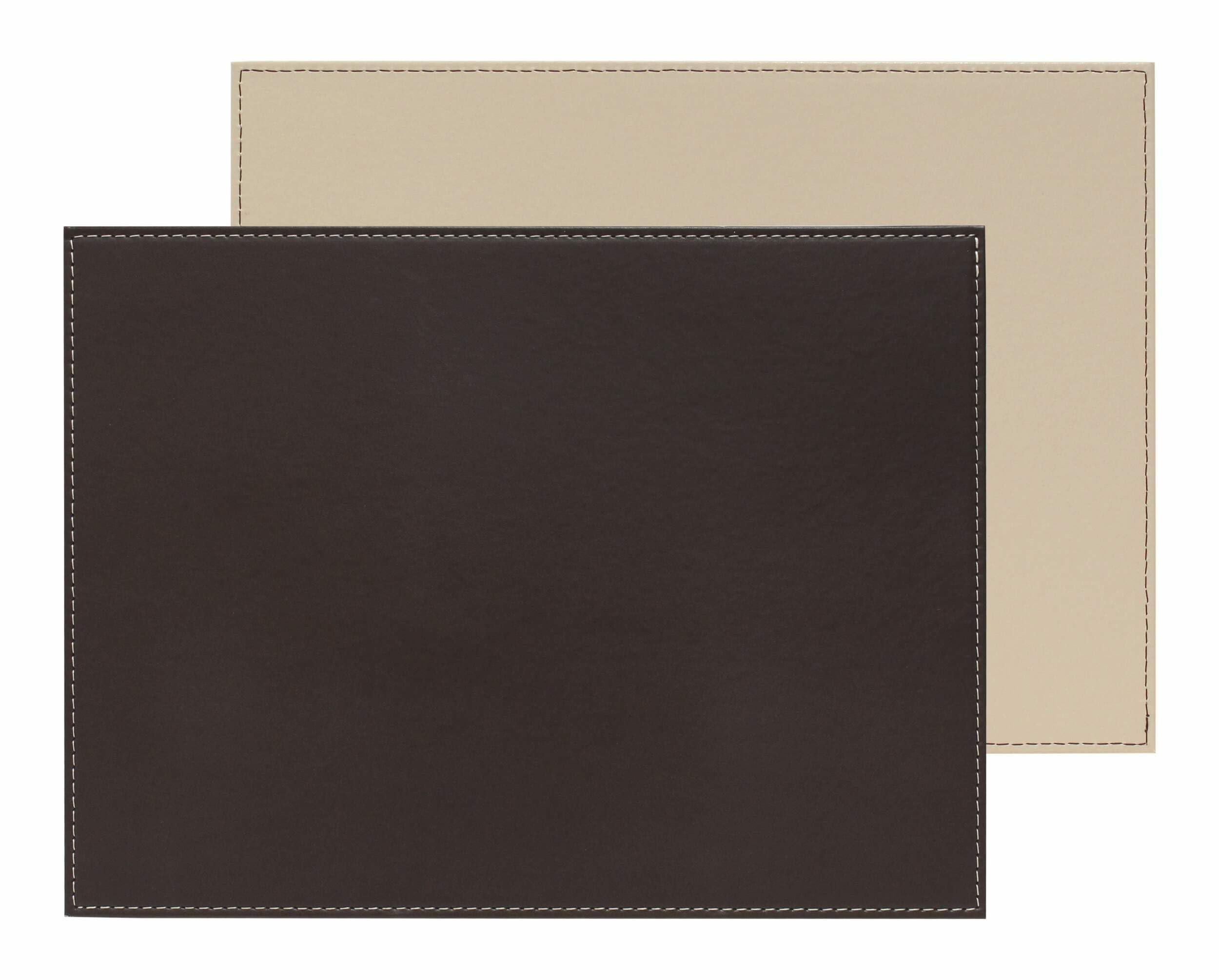 Freeform Duo Rectangular Placemat, Chocolate/Cream Faux Leather, One Size