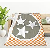 HGOD DESIGNS Tennessee Throw Blanket Ultra Soft Warm All Season Tennessee Orange Grey Star Flag Decorative Fleece Blankets for Bed Chair Car Sofa Couch Bedroom 50"X60"