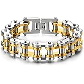 COOLSTEELANDBEYOND Heavy Sturdy Mens Motorcycle Chain Bike Chain Bracelet of Stainless Steel Silver Color Polished