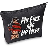 WZMPA Horror Movie Cosmetic Makeup Bag Horror Movie Inspired Gift My Eyes Are Up Here Zipper Pouch Bag For Women Girls (Eyes Up Here)