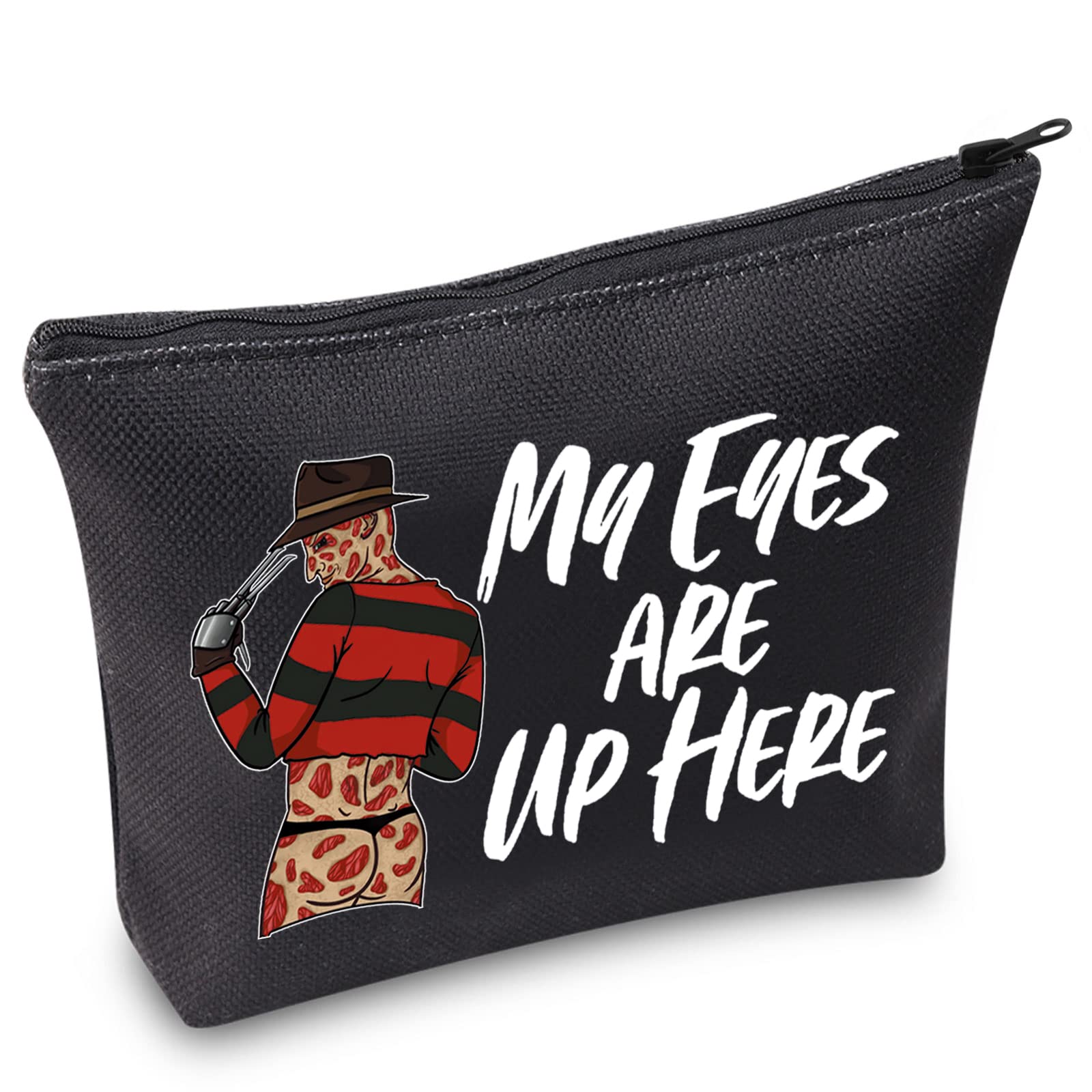 WZMPA Horror Movie Cosmetic Makeup Bag Horror Movie Inspired Gift My Eyes Are Up Here Zipper Pouch Bag For Women Girls (Eyes Up Here), Eyes Up Here, Fit