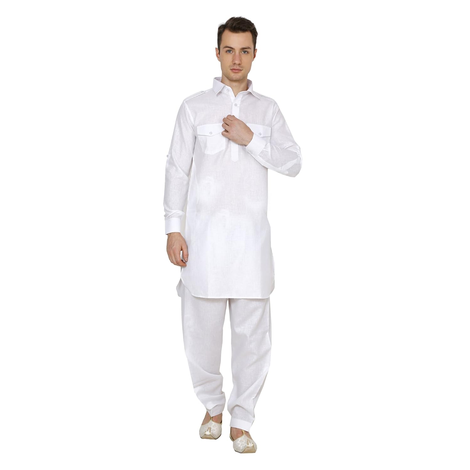 royal kurta men's linen pathani suit