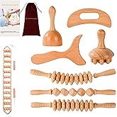Ollixtec 8-in-1 Wood Therapy Massage Tools, Lymphatic Drainage Massager Maderoterapia Kit, Wooden Massager Body Sculpting Tools for Muscle Pain Relief, Anti-Cellulite, Body Contouring and Shaping