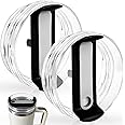 EXQUILEG 40 OZ Tumbler Lids Fit for Stanley Cup, Replacement Lids Fit for Stanley Adventure Quencher Travel Tumbler 40 OZ, Clear Spill Proof Tumbler Cover for Stanley Cup Accessories (2 Pcs, Black)