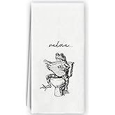 Bnzolyoia Funny Frog Hand Towels - Frog Bathroom Decor, Funny Decorative Towels for Bathroom 16x24 Inch
