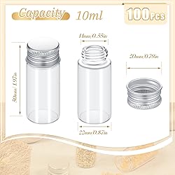 Didaey 100 Pcs Vials Clear Mini Glass Bottles with