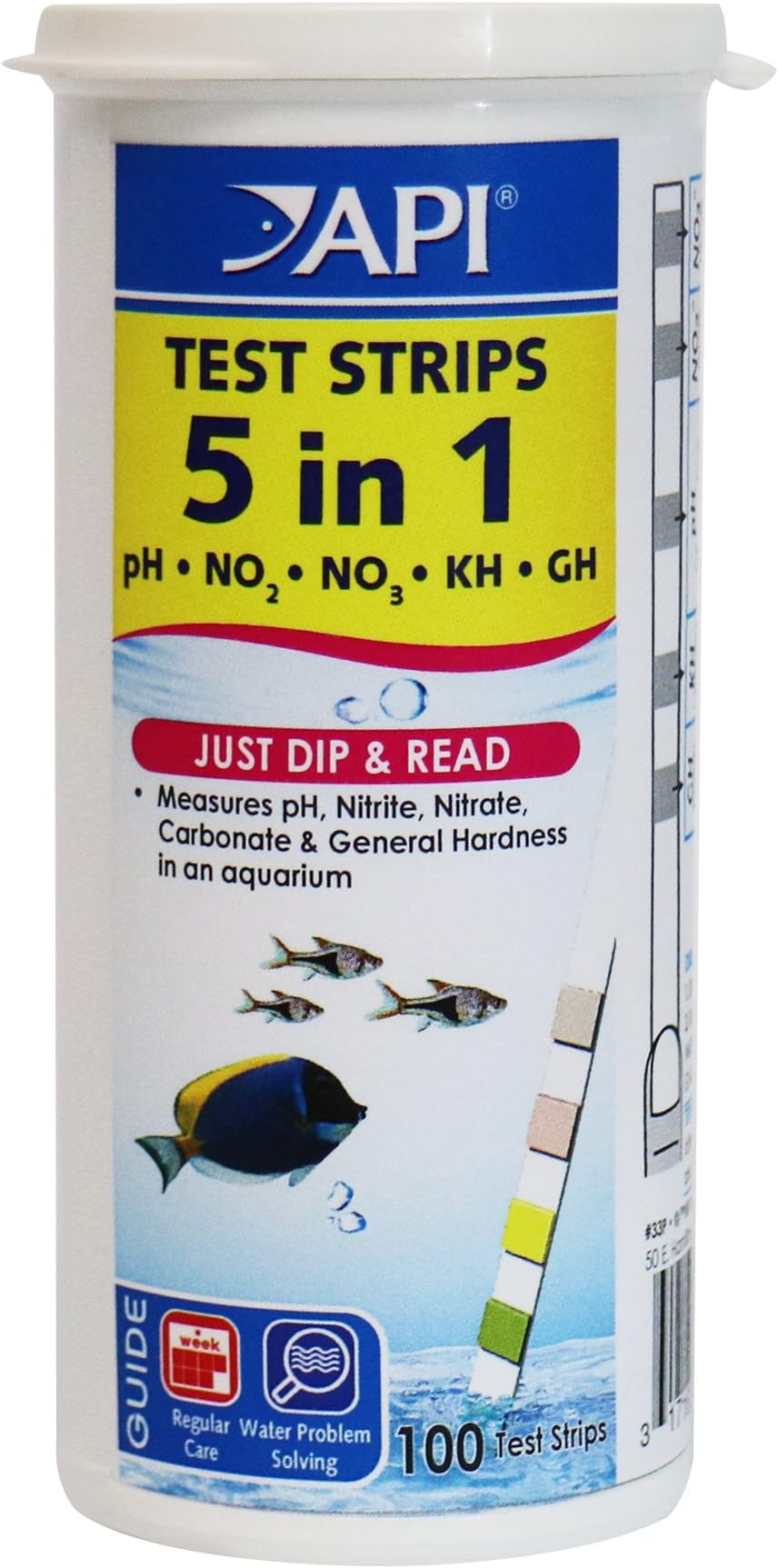API 5-IN-1 TEST STRIPS Freshwater Saltwater Aquarium 100-Count Box