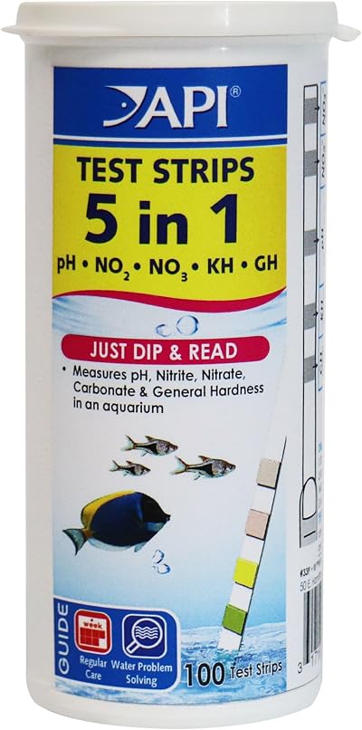 API 5-IN-1 TEST STRIPS Freshwater Saltwater Aquarium 100-Count Box
