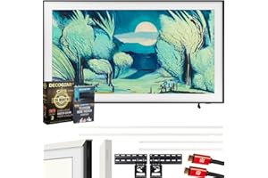 Samsung QN65LS03FA 65" The Frame QLED 4K AI TV (2025) Bundle with Modern White Bezel, CPS 26 Month Protection, Slim Flat Mount, 2X HDMI Cables & Deco Gear Complete Home Theater Beginner's Guidebook