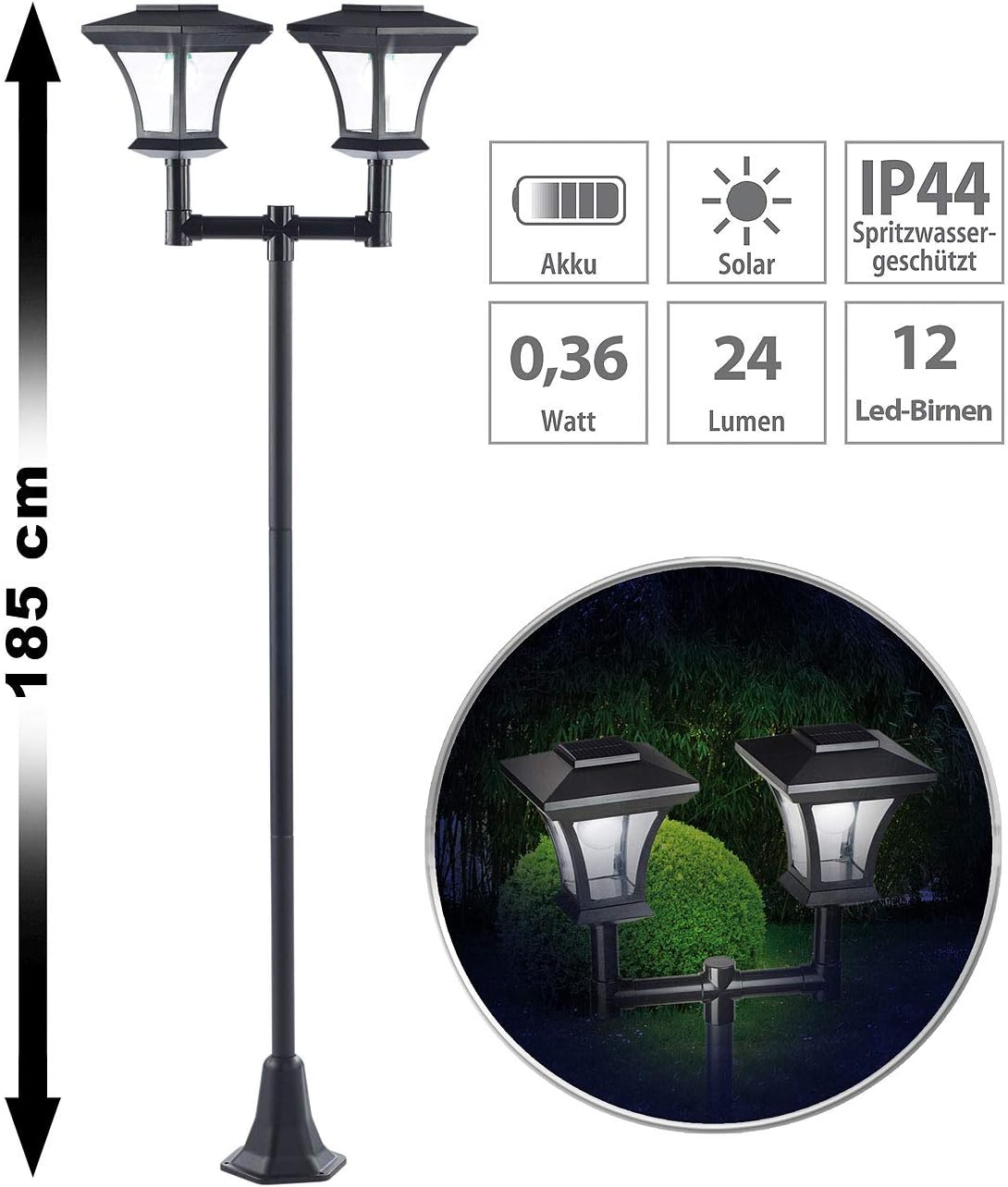 0 3 Watt Lunartec Gartenleuchten Solar Led Standleuchte Swl 05 Im Laternen Design 45 Lumen Garten