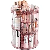 Jiavarry 360 Rotating Makeup Organizer with Lipstick Slots, 8 Adjustable Layers Spinning Skincare Organizers, Large Capacity 