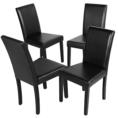 Yaheetech Dining Chairs Set of 4 with Solid Wood Legs, Black