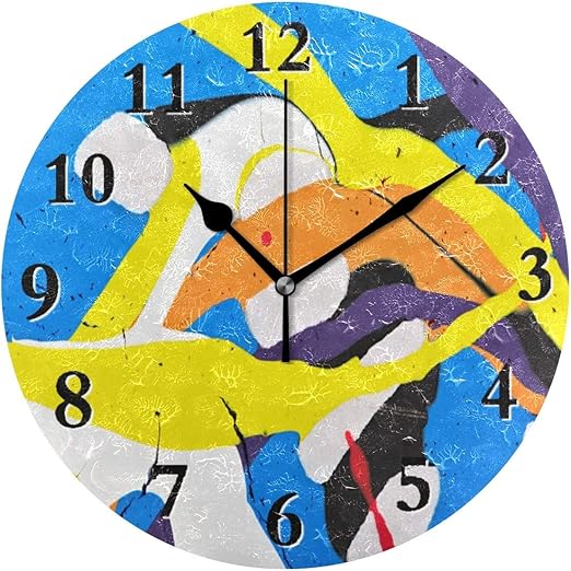 Kncsru Reloj de Pared Redondo, Abstracto, Colorido, con Rayas de