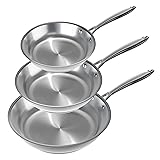 Stainless Steel Frying Pan Set 3 Piece - 8 Inch, 10