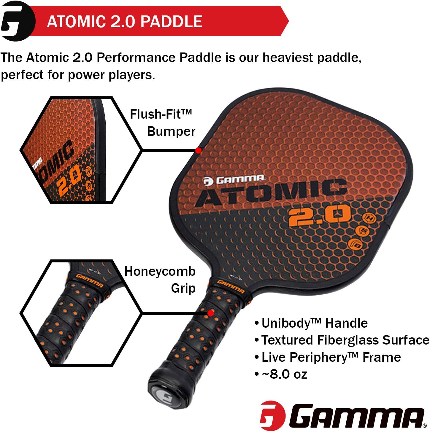 gamma fusion 2.0 plus pickleball paddle